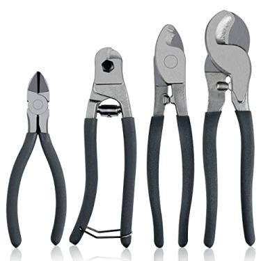 Imagem de Conjunto de cortadores de cabo de fio (conjunto de 4 peças de grau industrial resistente) inclui cortadores de fio de 25,4 cm e 20,3 cm, cortador de cabo de 20,3 cm e alicate de corte diagonal de 15,2 cm – perfeito para cortar fios, corda e cabos elétricos