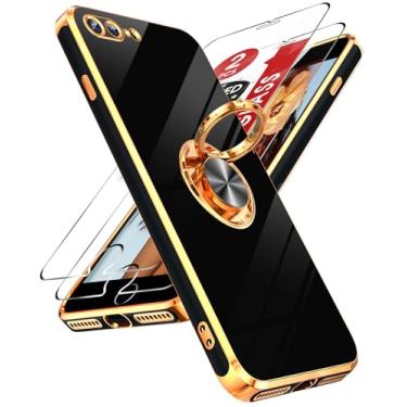 Imagem de LeYi Capa para iPhone 7 Plus Capa para iPhone 8 Plus: com protetor de tela de vidro temperado [2 unidades] Suporte magnético giratório de 360° com suporte magnético, capa protetora para iPhone 8 Plus