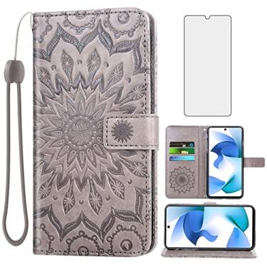 Imagem de Asuwish Capa de telefone para BLU F91 5G 2022 capa carteira com protetor de tela de vidro temperado e couro girassol capa flip fina suporte para cartão acessórios de celular azul 91F 6,8 mulheres