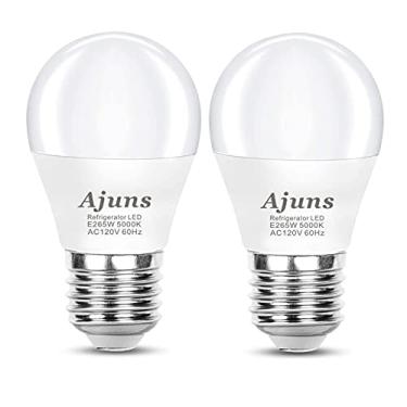 Imagem de Ajuns Lâmpadas LED para geladeira equivalente a 40 W 120 V A15 lâmpadas à prova d'água 5W luz do dia branca 5000K E26 base média para freezer, não reguláveis, 2 pacotes