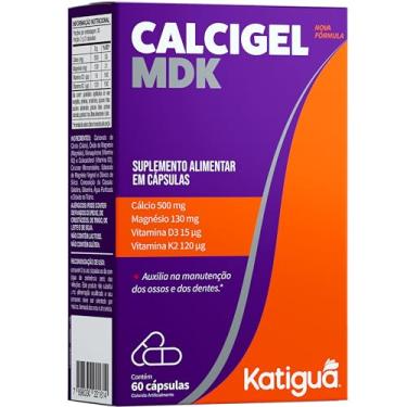 Imagem de KATIGUÁ Calcigel Mdk Com Cálcio Magnésio & Vitamina D3 E K2 Sem Sabor Katiguá 60 Cápsulas Rígidas • 30 Doses Prata