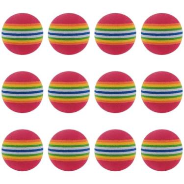 Imagem de AYLIFU 12 bolas de golfe esponja EVA prática bola de golfe para prática de golfe interno/externo (vermelho colorido, 42 mm de diâmetro)