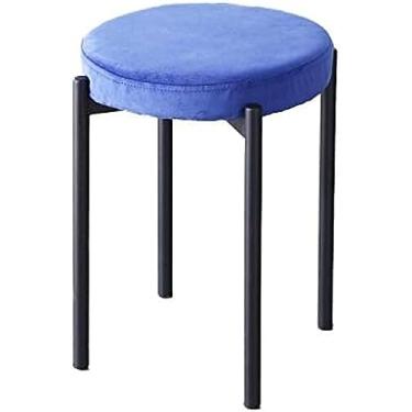 Imagem de Cadeira de bar Cadeira de jantar infantil, superfície de assento de tecido, pernas pretas, banco de bar, casa, restaurante, loja de bebidas, banco baixo, almofada de 6,5 cm, A5,33 * 47 cm