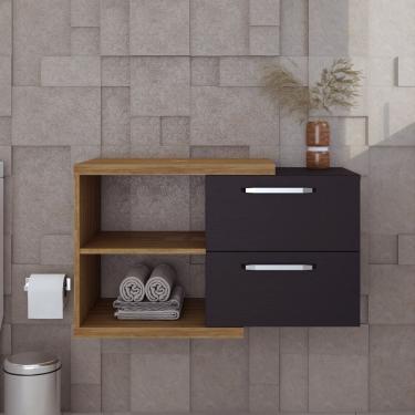 Imagem de Armario Gabinete Nexus 83 cm Lâmina Mel/Preto Ônix