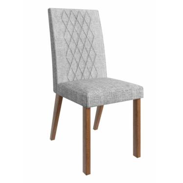 Imagem de Cadeira De Madeira Mesa De Jantar Losang Canela Linho Cinza 2