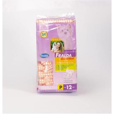 Imagem de Chalesco Fralda Descartável Cães Fêmeas Branco/Rosa Pequeno 12 Unidades