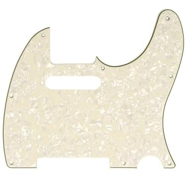 Imagem de Musiclily 8 Furos Escudo Tele Pickguard para Guitarra Fender EUA/Mexicana Made Telecaster Standard Estilo Moderno, 4 Camadas Pergaminho Perolado