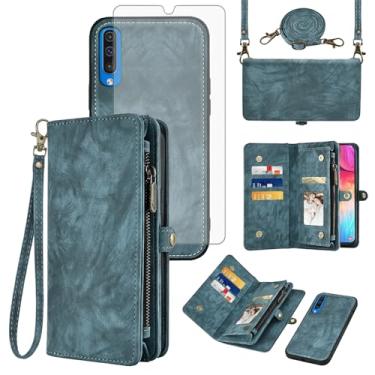 Imagem de Asuwish Capa de celular para Samsung Galaxy A50 A50S A30S A30S carteira destacável com protetor de tela de vidro temperado alça transversal flip porta-cartão A 50 50S 30S S50 50A SM A505G feminino