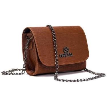 Imagem de Bolsa Feminina Baú Angico Caramelo com Corrente Prateada-Feminino