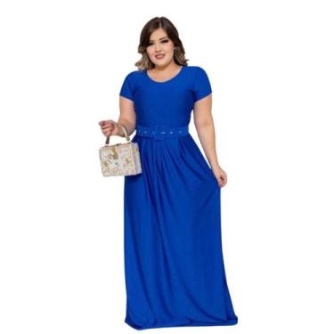 Imagem de Vestido Longo Liso Básico Elegante Com Cinto - Ju Fashion