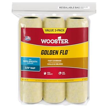 Imagem de Wooster RR726-9 Capa de rolo de pintura Golden Flo 1,9 cm Nap 22,9 cm, pacote com 3