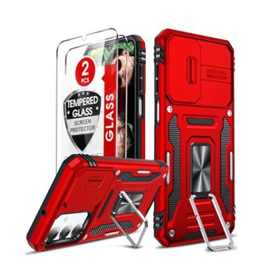 Imagem de LeYi Capa para Galaxy A16-5G: Protetor de tela para Galaxy A16 5G com capa de telefone Samsung A16 5G Capinha e suporte para celular, proteção de forro de celular Galaxy A16 5G fofa, vermelha