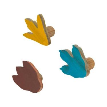 Imagem de Gancho de Parede de Madeira Design Up Living - Dino Dinossauros 3 Peça