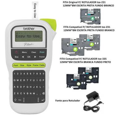 Imagem de Rotulador Eletrônico Brother Pt-h110 5 Fitas 1 FONTE.