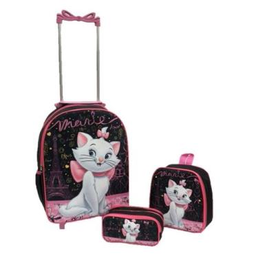 Imagem de Kit Mochila Infantil Gata Marie Paris Preta - DB