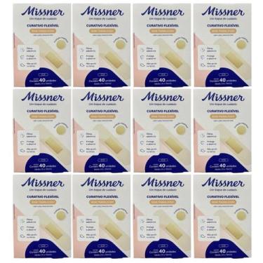 Imagem de Kit 12 Curativo Flexível Bege 1,9cm X 7,5cm 40Un - Missner
