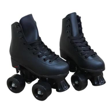 Imagem de Patins 4 rodas roller clássico infantil preto tamanho 30/31 - Importwa