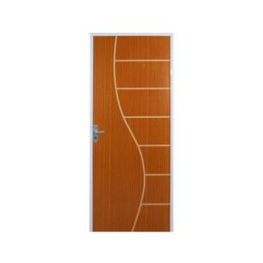 Imagem de Kit Porta Pronta Açomad Decorada Cantareira Semi-Oca Mogno Abertura Pe