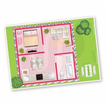 Imagem de Tapete Em Lona Casinha Para Brincar De Boneca Rosa 1,4X1,0M - Plimshop