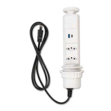 Imagem de Torre de Tomada Manual com 2 Tomadas 20 Amperes com 2 USB 3.0 QTMOV