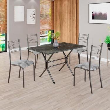 Imagem de Conjunto Sala de Jantar Mesa Retangular 100x60cm Tampo Pedra Ardósia I