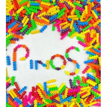 Imagem de Brinquedo de Montar Pinos Encantados Coloridos Blocos de Montar 200 pe