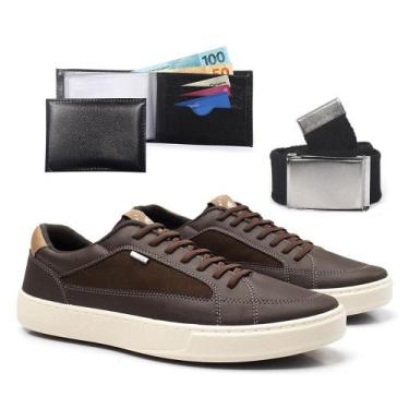 Imagem de Kit Sapatenis Casual Masculino Com Carteira e Cinto Conforto Dia a Dia