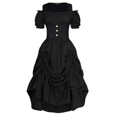 Imagem de Vestido feminino Steampunk pirata colete preto para vestido fantasia renascentista medieval preto M