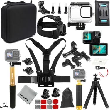 Imagem de Gurmoir Kit de acessórios com capa à prova d'água para Go Pro Hero 13 12 11 10 9 preto. Capa de mergulho subaquática com alça de mão flutuante para câmera GoPro 13 12 11 10 9 (DT13)