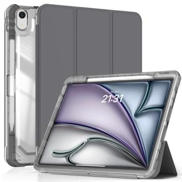 Imagem de Sevrok Capa para iPad Air de 13 polegadas M3/M2 (2025/2024), protetor de tela de couro com suporte para lápis, capa inteligente magnética de couro macio com três dobras com parte traseira de TPU