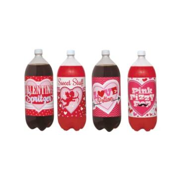 Imagem de Unique Etiquetas para garrafas de refrigerante Dia dos Namorados, 4 quilates, 2L, multicolorido