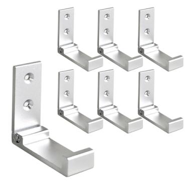 Imagem de Cabide de liga de alumínio, gancho único, dobrável, montado na parede e porta, conjunto de 7, prata.