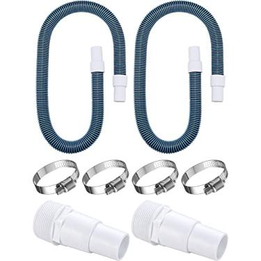 Imagem de Jadive 2 peças de mangueira de filtro de piscina EVA de 1,5 m x 3,8 cm, 2 adaptadores de mangueira compatíveis com SPX1091Z7, SPX1091Z4 com 4 braçadeiras de mangueira 2 peças fita PTFE para piscinas acima do solo