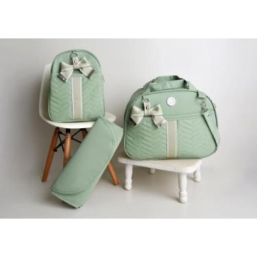 Imagem de Kit de Bolsa Mala Maternidade Com Mochila  Luxo 3 Peças Laço - WLN MAG