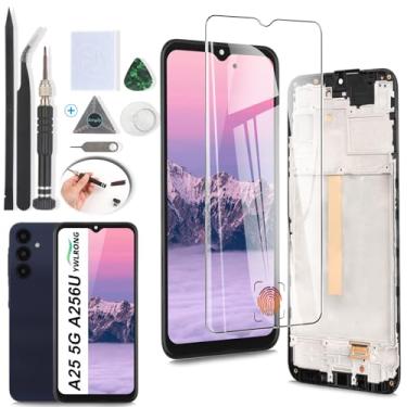 Imagem de Substituição de tela OLED para Samsung Galaxy A25 para Samsung A25 5G A256U Display LCD Touch Screen Digitalizador Substituição com ferramentas (com suporte de moldura para impressão digital)