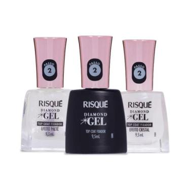 Imagem de Kit Risqué Diamond Gel C/ 3 Top Coats Efeito Cristal E Paetê - risque