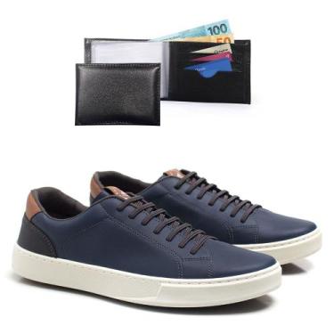 Imagem de Sapatênis Masculino Bredeni Cadarço Com Carteira, 42, Marinho, Masculi
