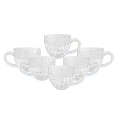 Imagem de Kit Jogo Com 6 Xícaras De Cristal Transparente Café Expresso Coffee Ti