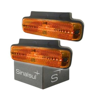 Imagem de Par Lanterna Lateral Posição Refletor C/ Suporte LED Amarela - SINALSU