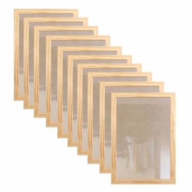 Imagem de Kit 10 Molduras A4 21x29,7cm em Madeira de Pinus com MDF e Vidro - 2x1 Cor:PINUS NATURAL;Tamanho:21X29,7 CM