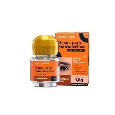 Imagem de Henna Para Designer de Sobrancelhas Della E Delle 1,5g Castanho Medio