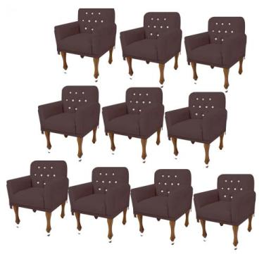 Imagem de Kit 10 Poltrona Cadeira Decorativa  Mona Luxo com Strass Sala de Estar