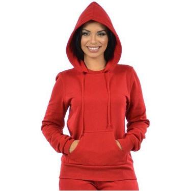 Imagem de Moletom Bolso E Capuz Agasalho Feminino Blusão Roupa De Frio - Vesttua