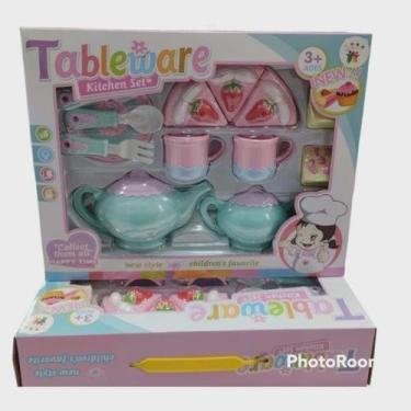 Imagem de Brinquedo infantil kit Cozinha com bolo tableware. - toy king