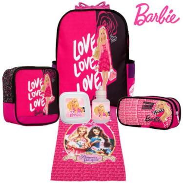 Imagem de Kit Mochila Infantil Escolar Feminina Barbie + Itens Toys 2U