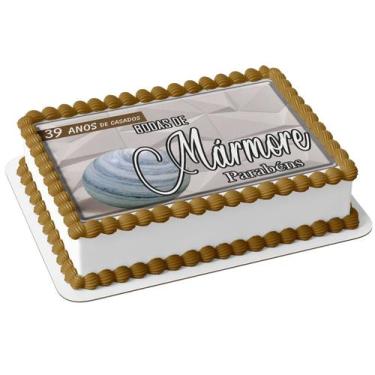 Imagem de Papel De Arroz P/ Bolo 39 Anos De Casados Bodas De Mármore - Genérico