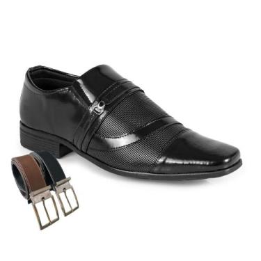 Imagem de Sapato Social Masculino Oxford Leve Com Detalhe Cracolado Verniz + Cin