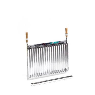 Imagem de Grelha Churrasco Inox Parrilha Cabo De Madeira 40cm X 60cm - Pantheon 
