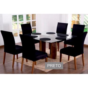 Imagem de Kit 6 Capas para Cadeiras Jantar Malha com elástico Preto - DUCASA ENX