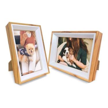 Imagem de Kit 2 Porta Retratos Foto 10x15 Moldura Profunda Madeira - Mart Collec